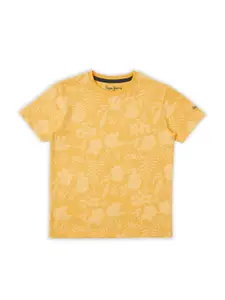 Pepe Jeans Boys Trent Floral Printed Round Neck Pure Cotton T-shirt