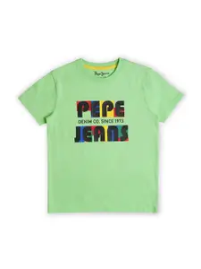 Pepe Jeans Boys Trefor Typography Printed Round Neck Pure Cotton T-shirt