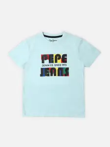 Pepe Jeans Boys Trefor Typography Printed Round Neck Pure Cotton T-shirt
