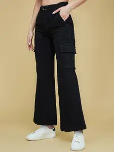 DressBerry Women's Wide leg High rise Clean look Regular Stretchable Denim Jeans