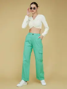 DressBerry Women Wide Leg High-Rise Clean look Stretchable Jeans