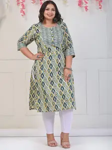KALINI Plus Size Ethnic Motifs Printed Pure Cotton Kurta