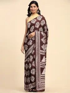 RACHNA Batik Printed Satin Ready to Wear Ilkal Saree