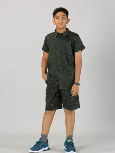 KiddoPanti Boys Printed Pure Cotton Shirt with Shorts