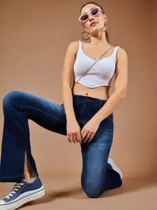 The Roadster Lifestyle Co Blue Women Mid-Rise Bootcut-Fit Clean Look Stretchable Jean