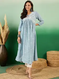 Sangria Embroidered Pure Cotton A Line Kurta