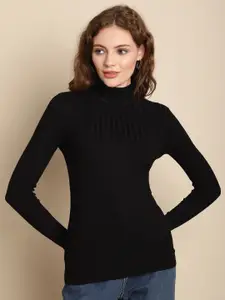 NoBarr Ribbed Mock Collar Long Sleeves Pullover Sweater