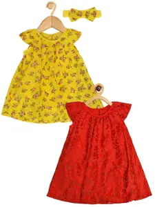 Creative Kids Infants Girls Pack of 2 Floral Printed A-Line Dress