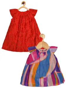 Creative Kids Infants Girls Pack of 2 Self Design A-Line Dress