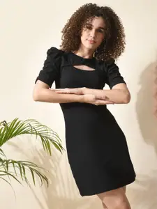 IUGA Puff Sleeves Cut-Out Sheath Dress