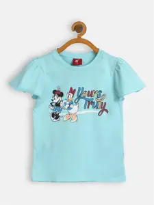 H By Hamleys Girls Minnie & Daisy Print Flutter Sleeve Top