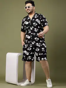 Rigo Men Plus Size Floral Printed Shirt & Shorts Co-Ords