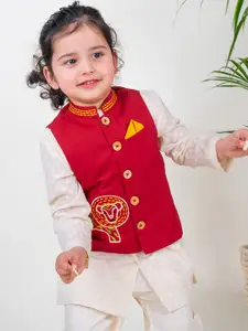 Tiber Taber Boys Embroidered Pure Cotton Nehru Jacket
