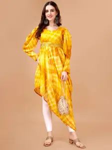 PMD Fashion Dyed Flared Sleeves High Low Georgette Kurti