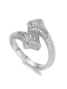 Drip Project Men 14KT White Gold-plated CZ-studded Adjustable Pave Star Wrap Ring