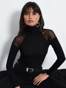 Cool & Sexy High Neck Long Sleeves Fitted Top