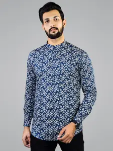 INDIAN THREADS Comfort Floral Printed Mandarin Collar Cotton Casual Shirt