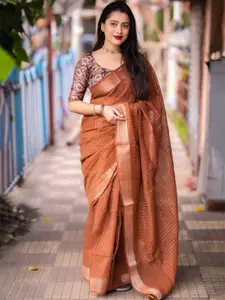 Mitera Embellished Zari Linen Blend Saree