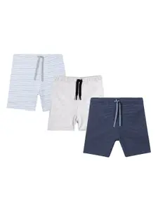Anthrilo Boys Pack Of 3 Mid-Rise Striped Lightweight Pure Cotton Shorts