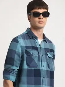THE BEAR HOUSE Slim Fit Buffalo Checked Pure Cotton Casual Shirt
