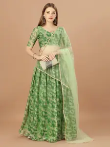 KALINI Printed Semi-Stitched Lehenga & Unstitched Blouse With Dupatta