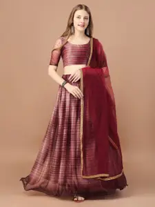 KALINI Printed Semi-Stitched Lehenga & Unstitched Blouse With Dupatta