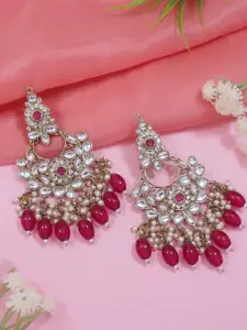 I Jewels Gold-Plated Kundan Contemporary Chandbalis