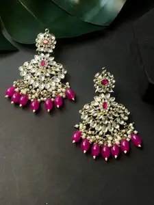 I Jewels Gold-Plated Kundan Contemporary Drop Earrings