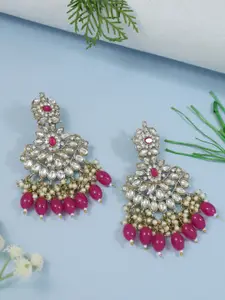 I Jewels Gold-Plated Kundan Contemporary Drop Earrings