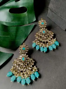 I Jewels Gold-Plated Kundan Contemporary Drop Earrings