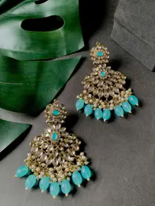 I Jewels Gold-Plated Kundan Contemporary Drop Earrings