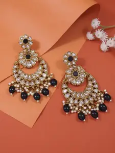 I Jewels Gold-Plated Kundan Contemporary Chandbalis