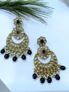 I Jewels Gold-Plated Kundan Contemporary Chandbalis