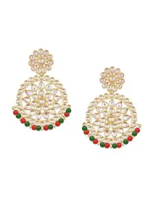 I Jewels Gold-Plated Kundan Circular Chandbalis
