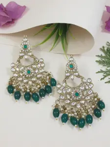 I Jewels Gold-Plated Kundan Contemporary Chandbalis