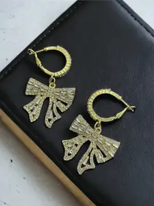ISHKAARA Gold-Plated Rhinestone-Studded Contemporary Hoop Earrings