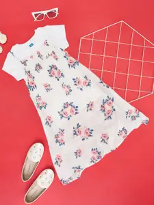 YU by Pantaloons Girls Floral Printed Shoulder Straps Smocked Pinafore Dress