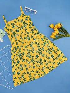 YU by Pantaloons Girls Floral Printed Shoulder Straps A-Line Dress