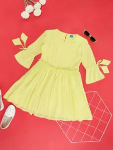 YU by Pantaloons Girls Bell Sleeves Fit & Flare Dress