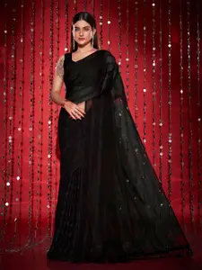 Tikhi Imli Black Striped Sequinned Embellished Saree
