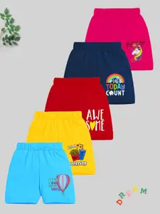 KUCHIPOO Girls Pack Of 5 Printed Shorts