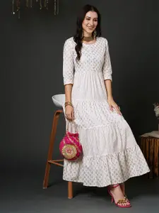 Anouk Floral Printed A-Line Midi Dress