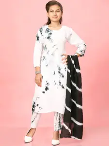 BAESD Girls Tie & Dye Dyed Straight Cotton Kurta