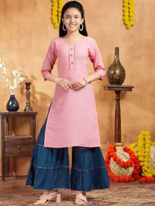 BAESD Girls Cotton Round Neck A-Line Straight Kurta
