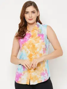 Ruhaans Classic Tie And Dye Printed Opaque Casual Shirt