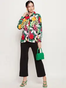 Ruhaans Classic Floral Printed Opaque Oversized Casual Shirt