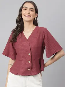 Miss Grace Self Designed Flared Sleeve Wrap Top
