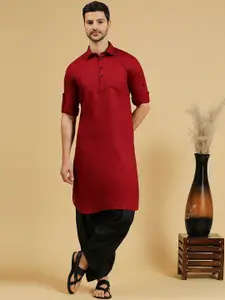 RAJUBHAI HARGOVINDAS Woven Design Shirt Collar Pathani Pure Cotton Kurta with Salwar