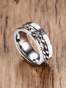 MEENAZ Men Silver-plated Stainless Steel Band Ring