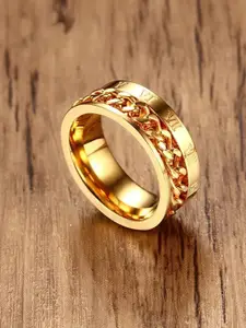 MEENAZ Men Gold-plated Stainless Steel Band Ring